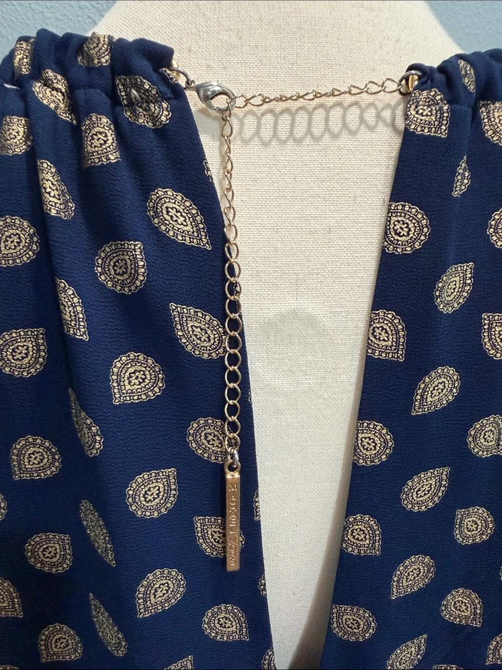Michael Kors Navy Midi Dress with Gold Dot Print